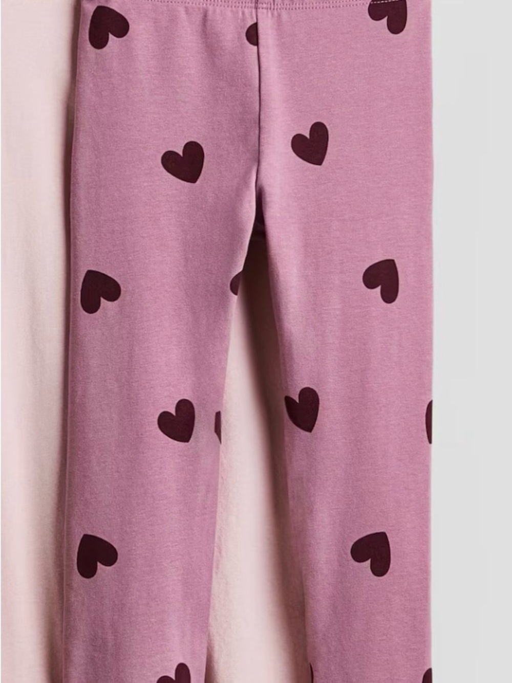 H&M Pink Leggings with Dark Purple Heart Print
